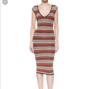 Ronny Kobo Striped Tea Length Dress